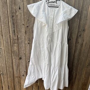 Fabiana pigna White Ruffled Sleeveless Dress